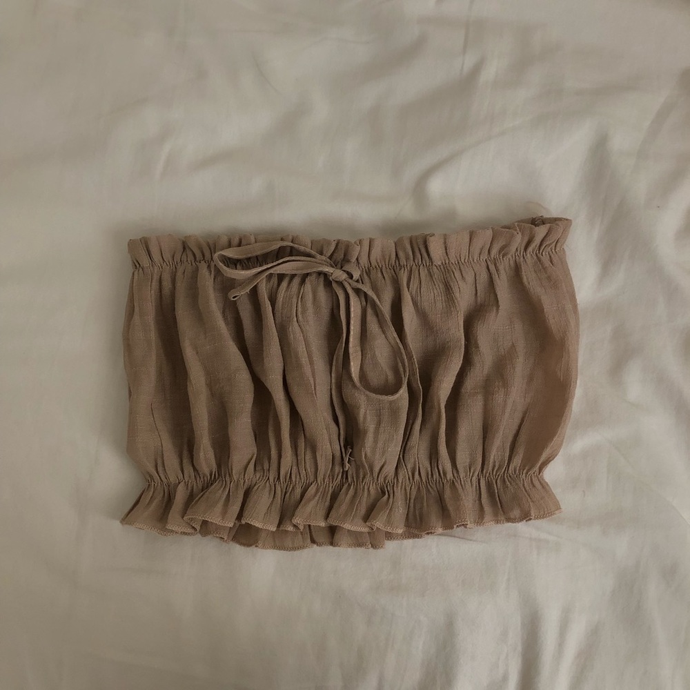 tan beige ruffled tube top